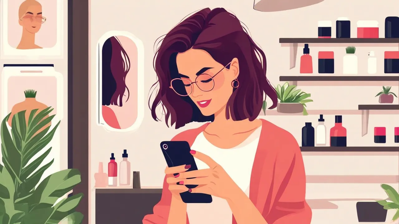 Stylist managing salon appointments on mobile phone with Bella Booking app